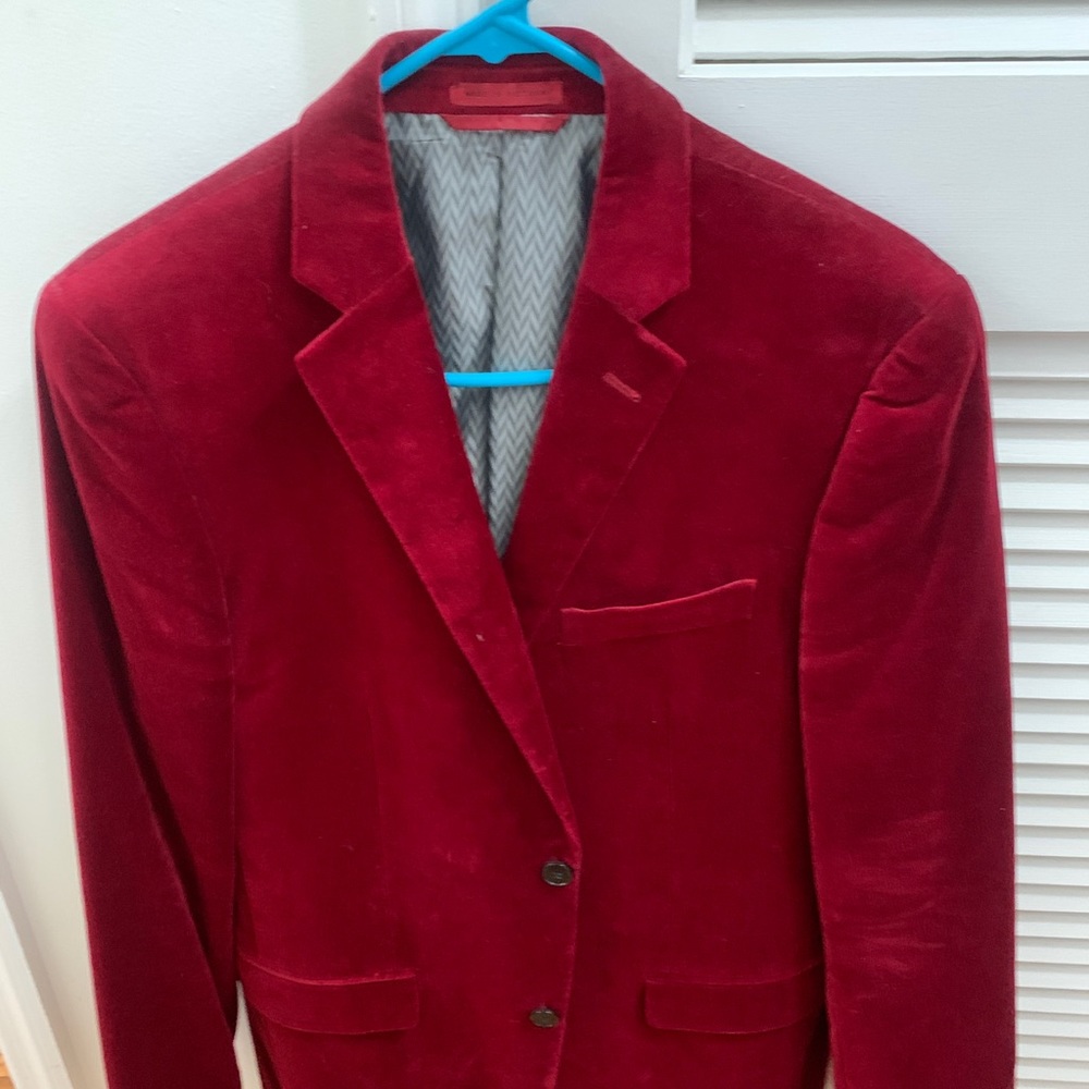 Red velvet blazer